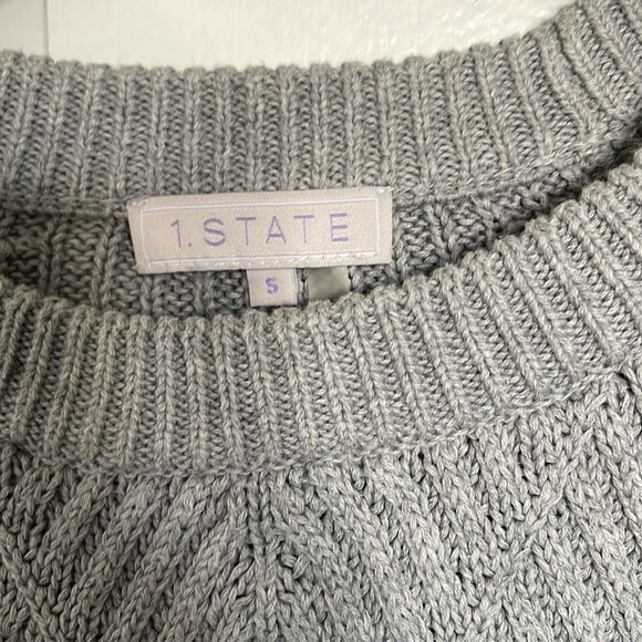 1.State Small Long Sleeve Gray Knit Midi Sweater Dress - Picture 2 of 2
